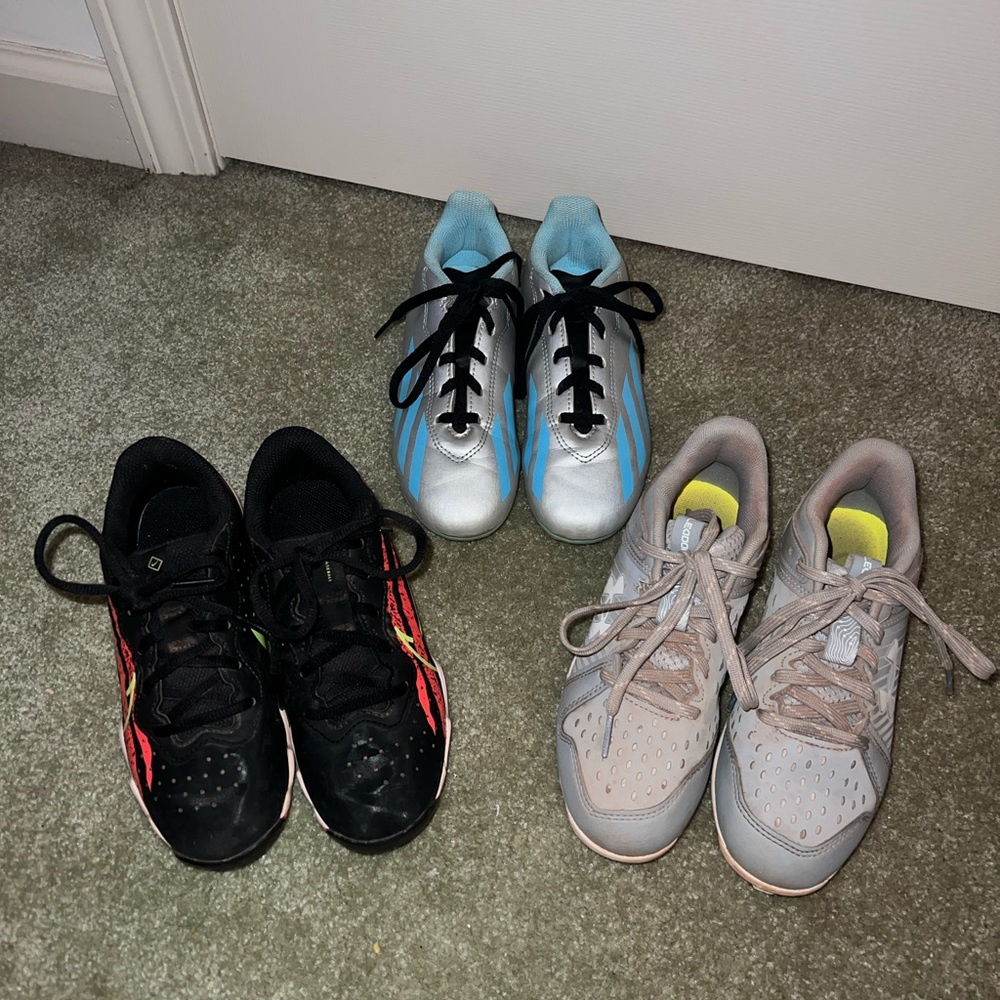 Nike, Under Armour, and Adidas Size 2 Cleats Bundle. All worn 1 season.
